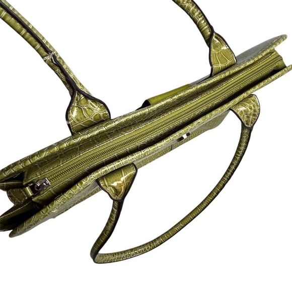 Treviso Green Faux Crocodile Embossed  Laptop Bag - Picture 9 of 15